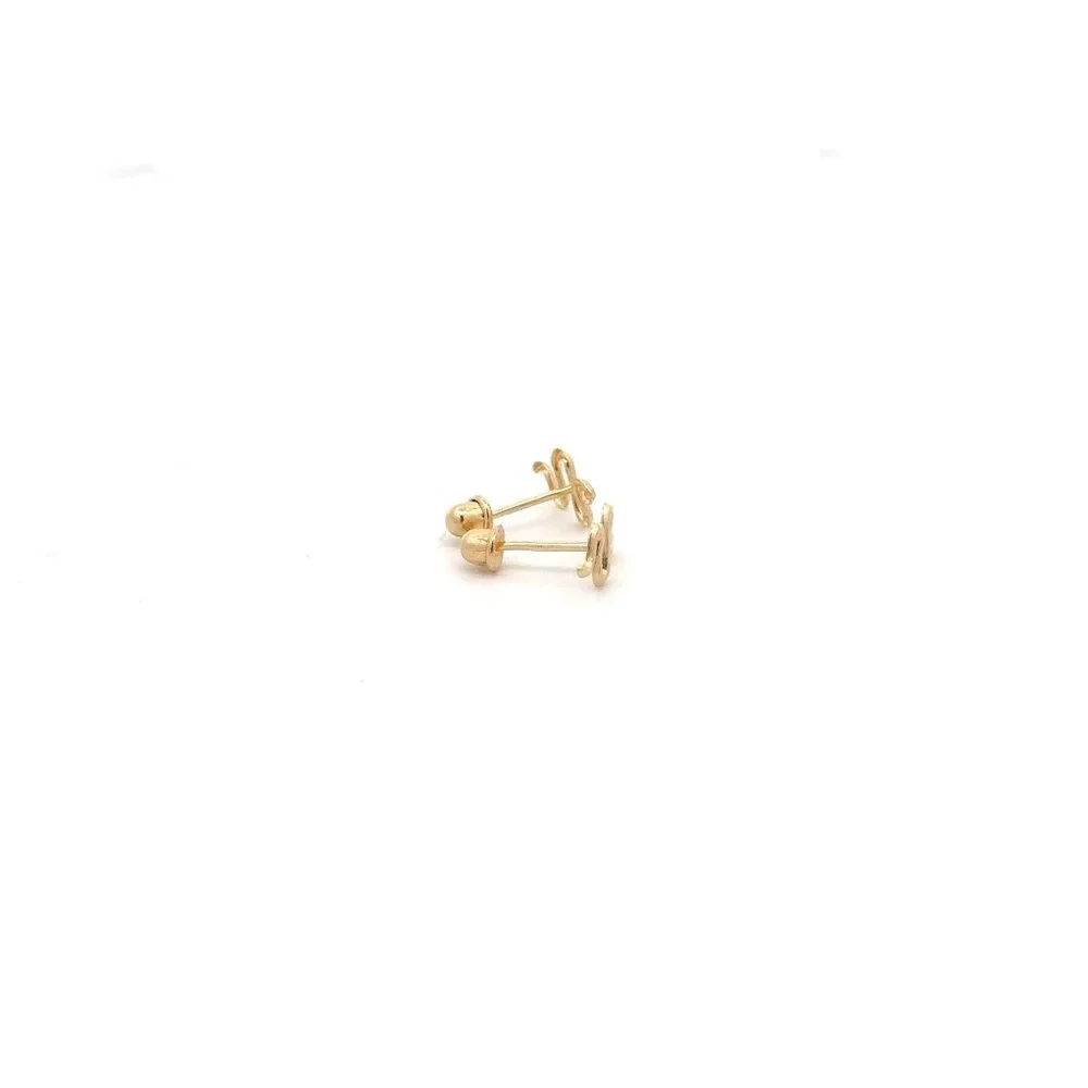 14K Gold Stud Earrings Snake Screw Back Type Very Tiny - Picture 5 of 5